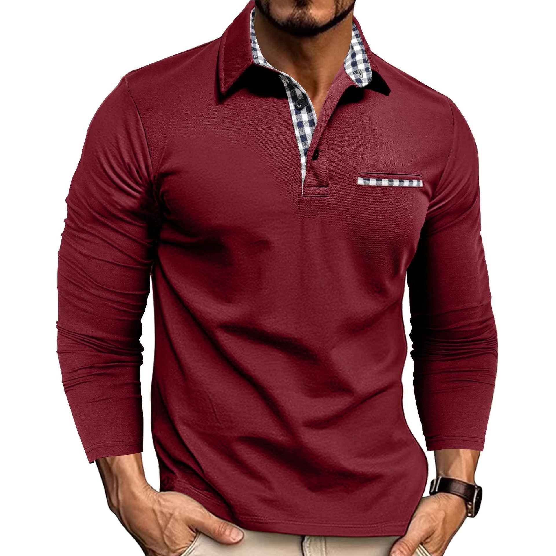 Men's V Neck Sweater with Shirt Collar | R&B