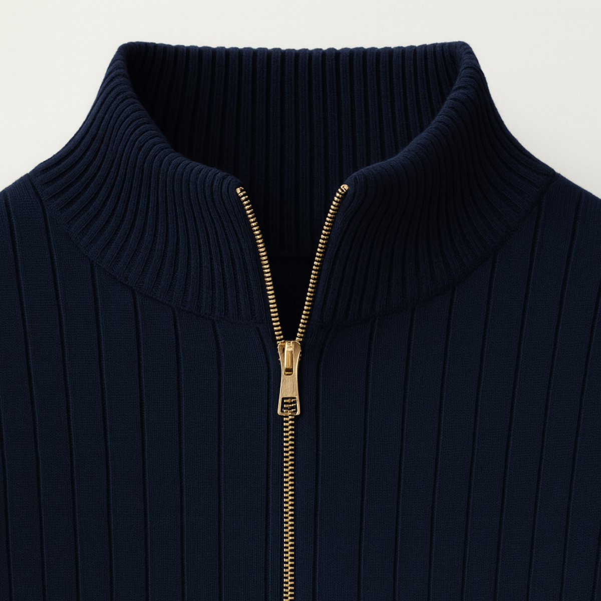 Men's Ribbed Knit Sweater with Half Zip Collar | R&B