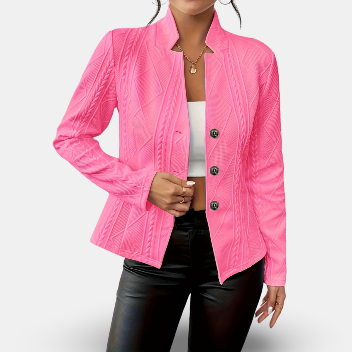 Women's Jacket with Structured Design and Button Closure - Image 5
