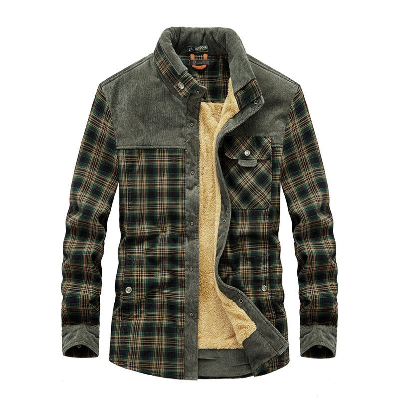 Men's Plaid Winter Shirt with Warm Lining | R&B