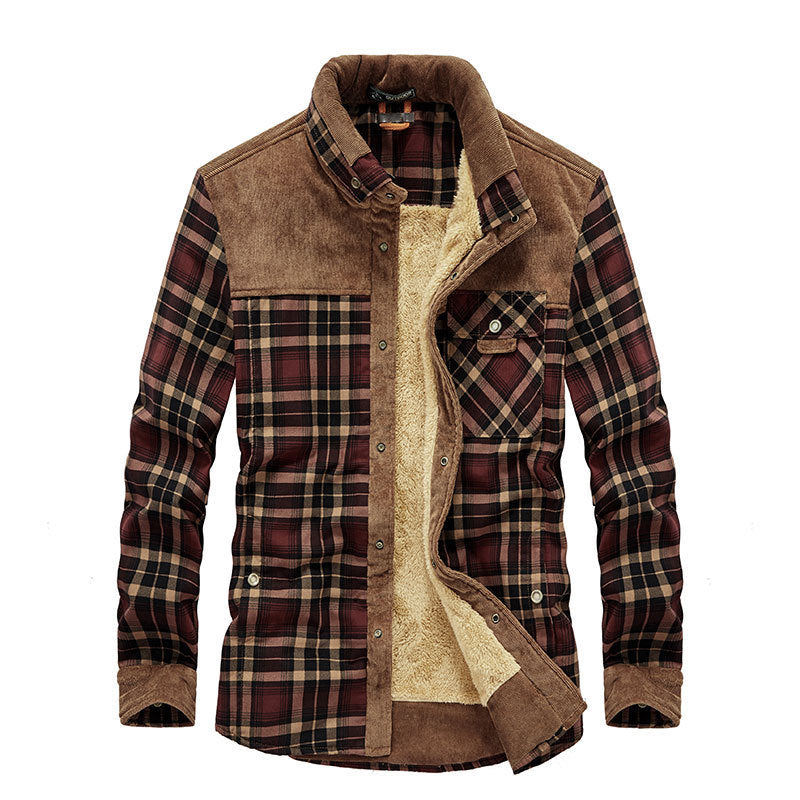 Men's Plaid Winter Shirt with Warm Lining | R&B