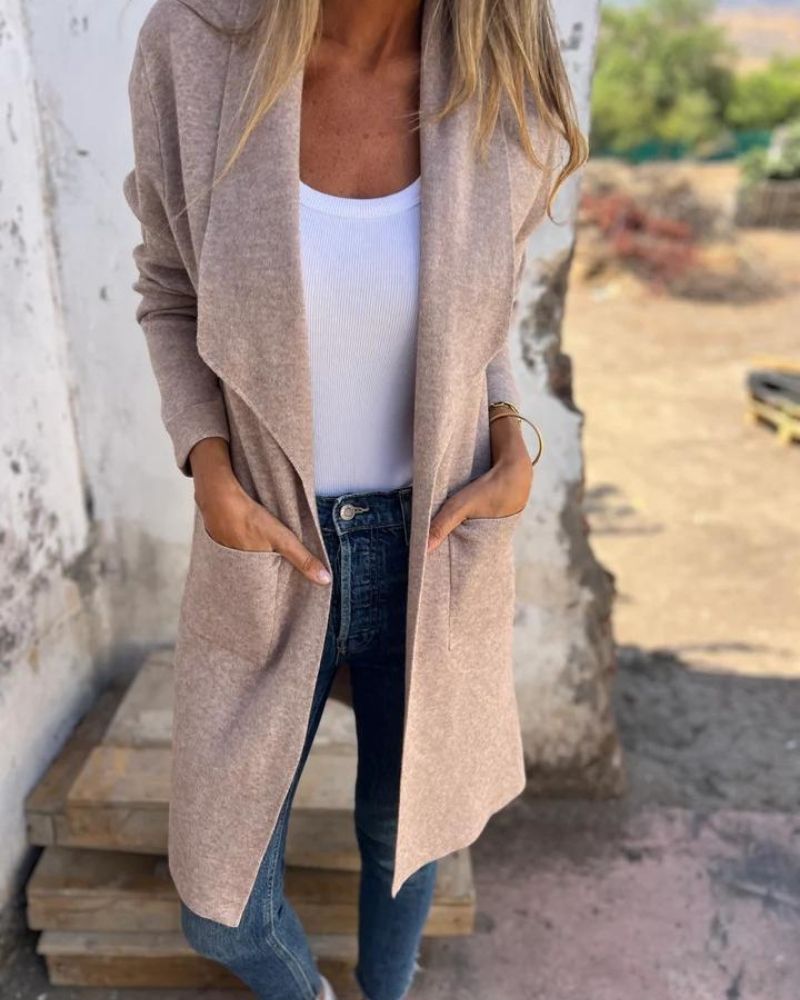 Longline Jacket Women's with Open Front and Pockets - Image 4