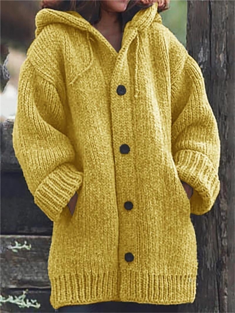 Jacket Women's Oversized Hooded with Button Front - Image 1