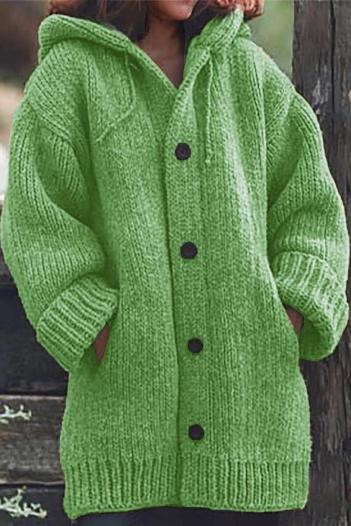 Jacket Women's Oversized Hooded with Button Front - Image 5