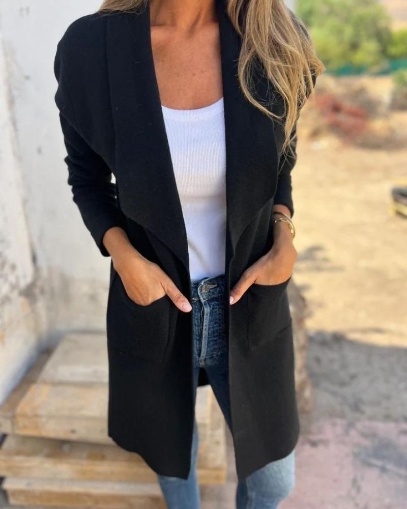 Longline Jacket Women's with Open Front and Pockets - Image 6