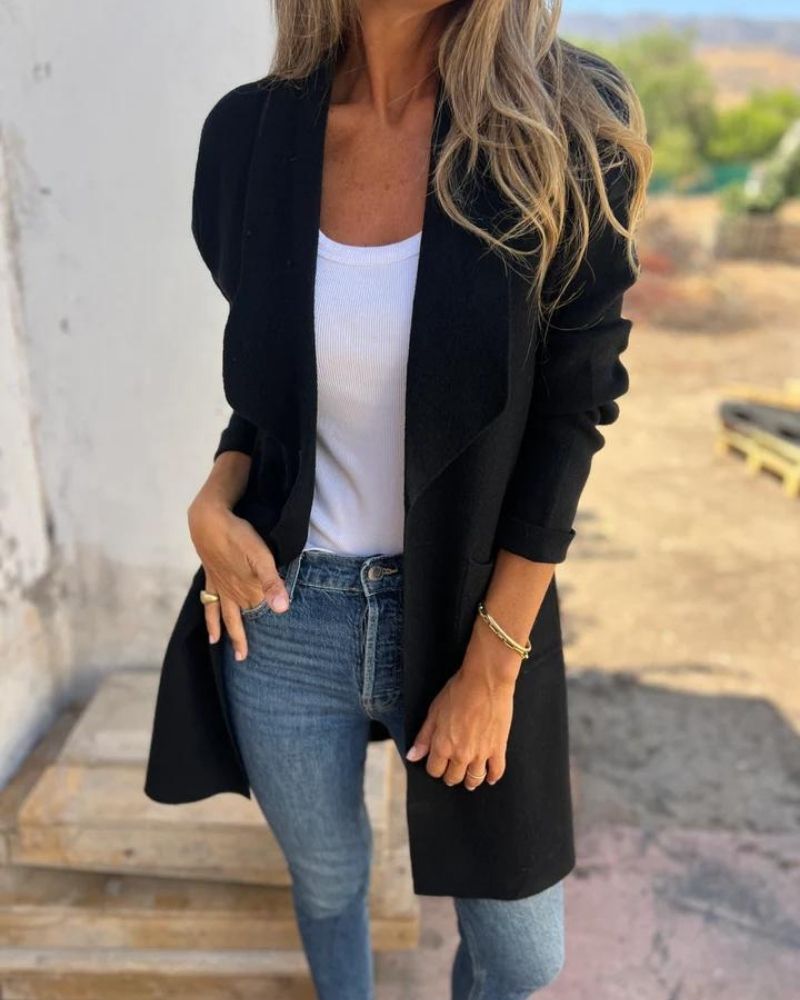 Longline Jacket Women's with Open Front and Pockets - Image 5
