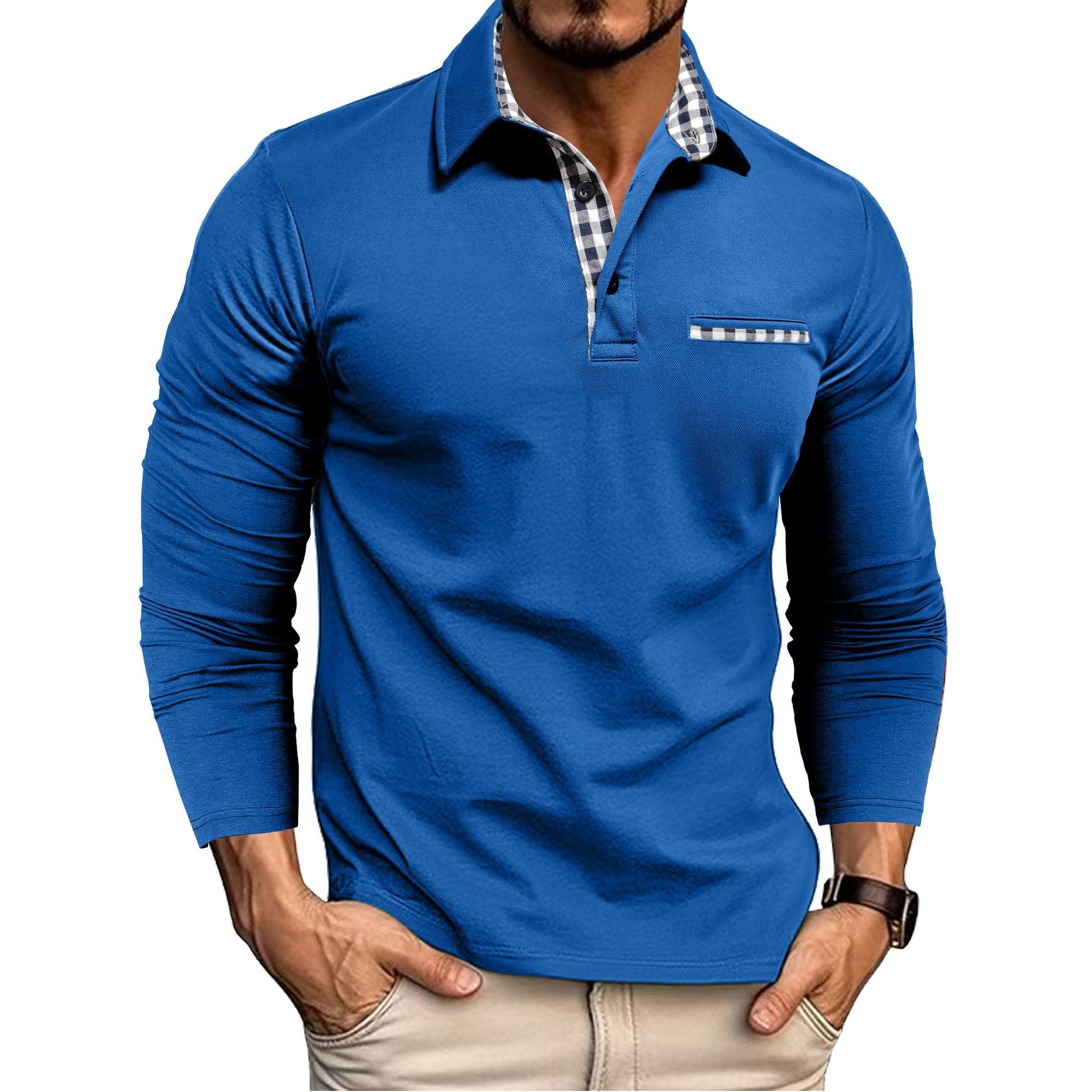 Men's V Neck Sweater with Shirt Collar | R&B