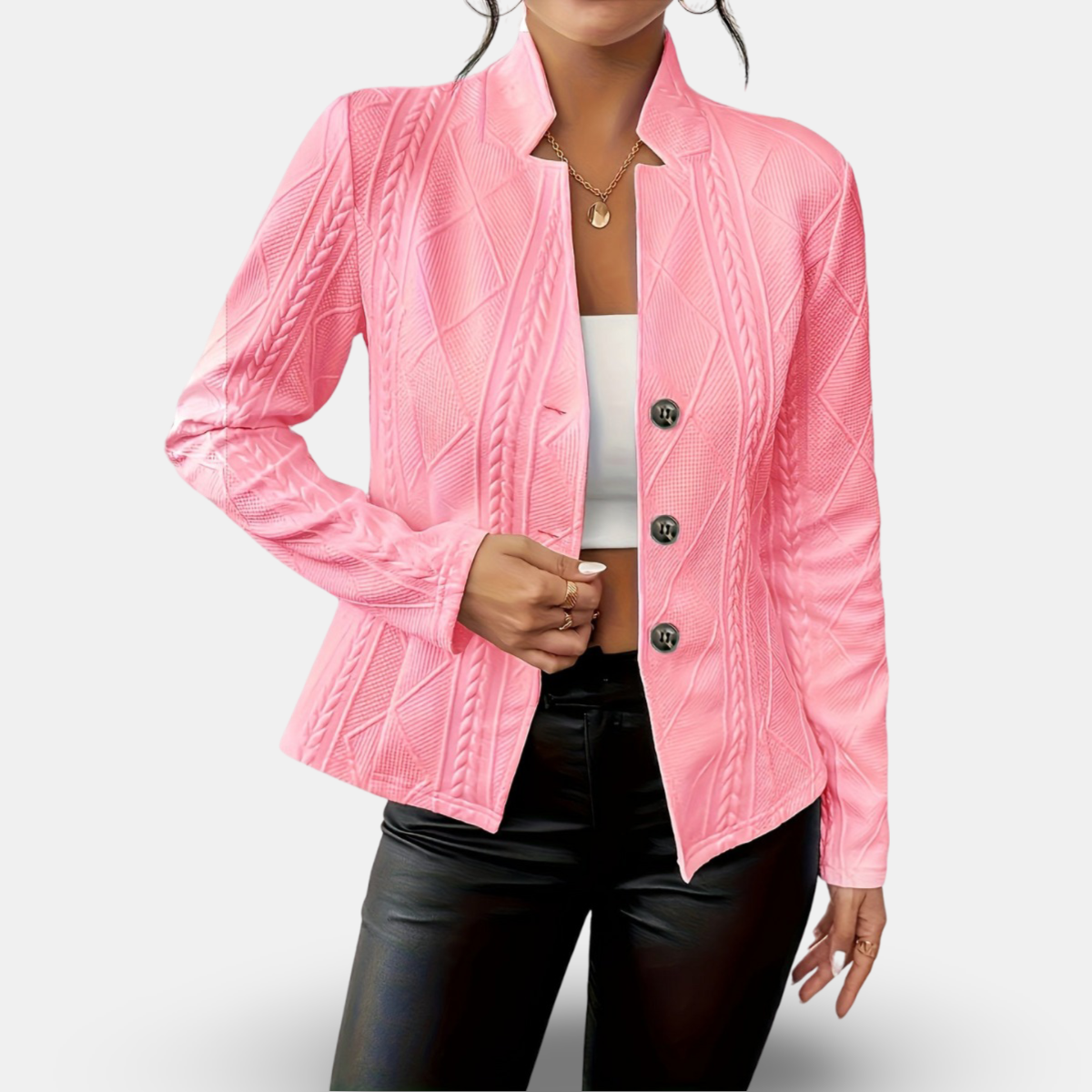 Women's Jacket with Structured Design and Button Closure - Image 7