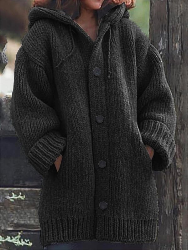 Jacket Women's Oversized Hooded with Button Front - Image 3