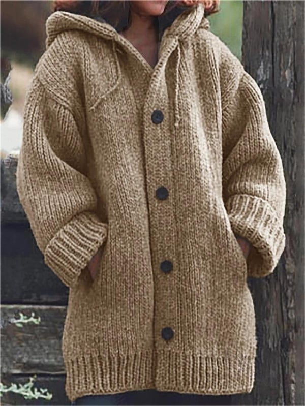 Jacket Women's Oversized Hooded with Button Front - Image 4