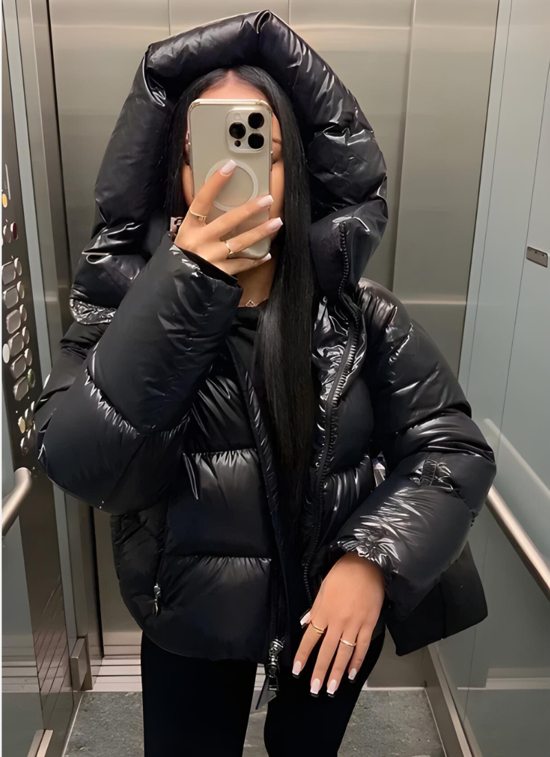 Women's Oversized Cotton Puffer Jacket with Hood | R&B