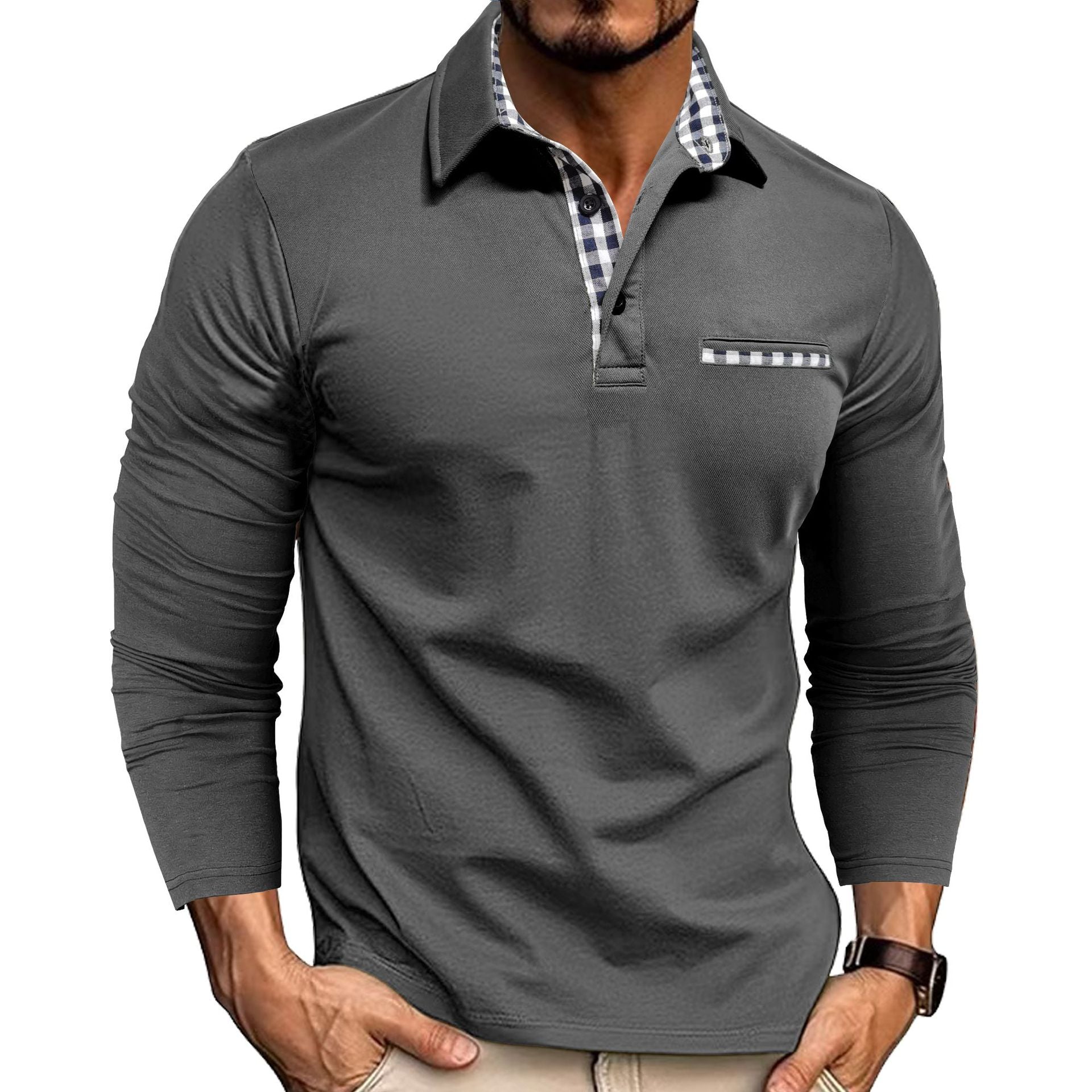 Men's V Neck Sweater with Shirt Collar | R&B