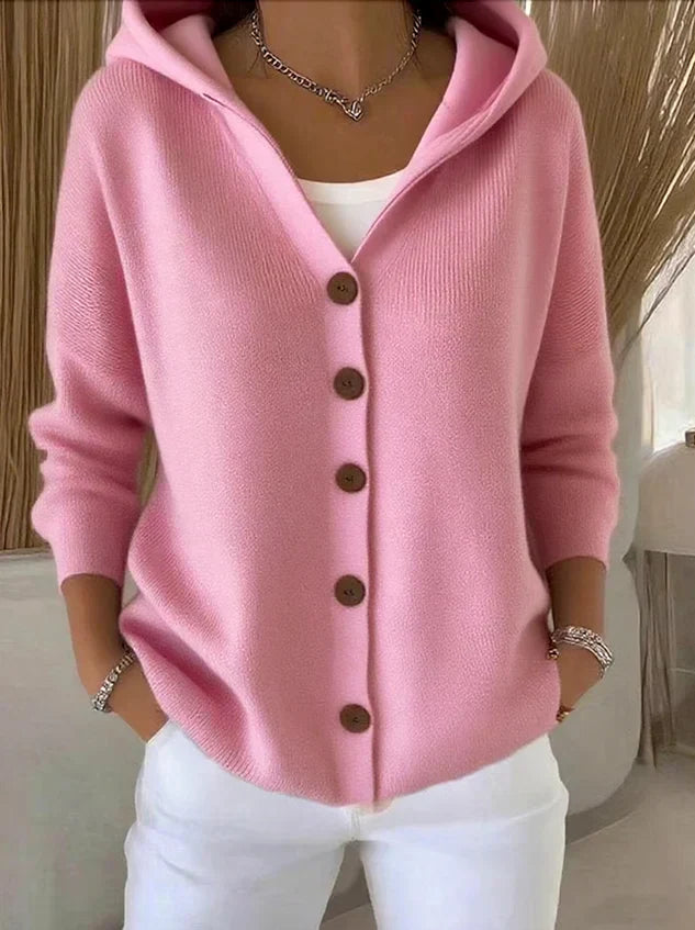 Hooded Jacket Women's Soft Button-Up with Relaxed Fit - Image 2