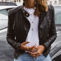 Women's Faux Leather Biker Jacket with Slim Fit