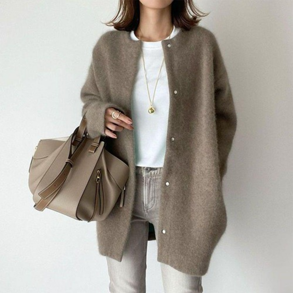 Cardigan Women's Oversized Fit with Button Closure - Image 2