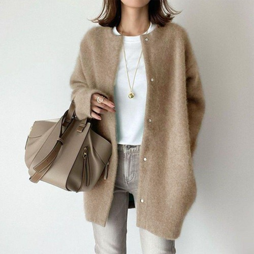 Cardigan Women's Oversized Fit with Button Closure - Image 1