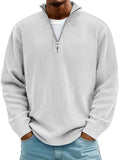 Men's Striped Half Zip Sweater with Mock Neck | R&B