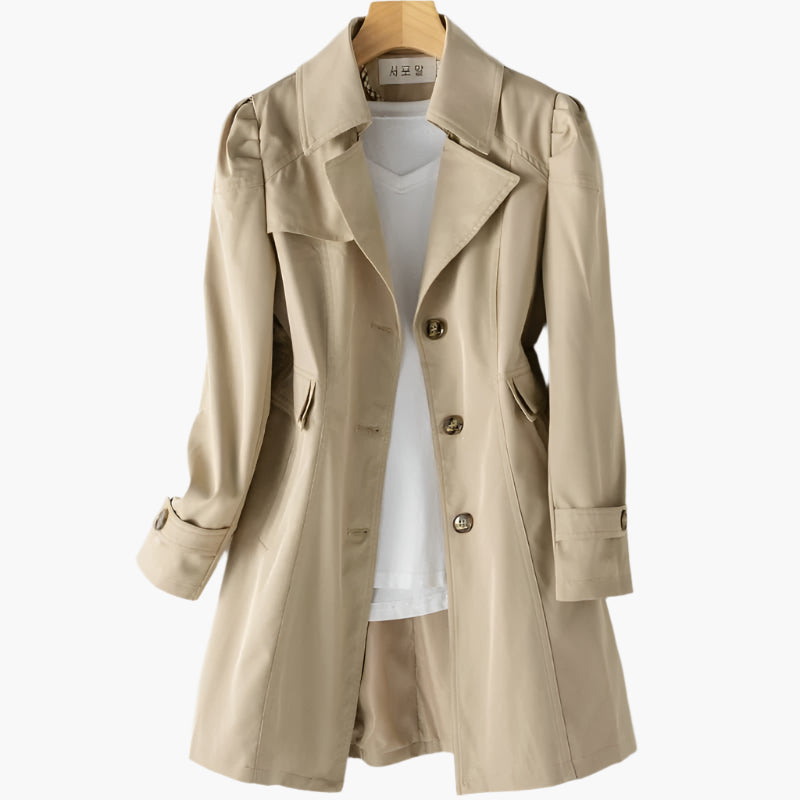 Trench Coat Women's Tailored Fit with Button Closure - Image 3