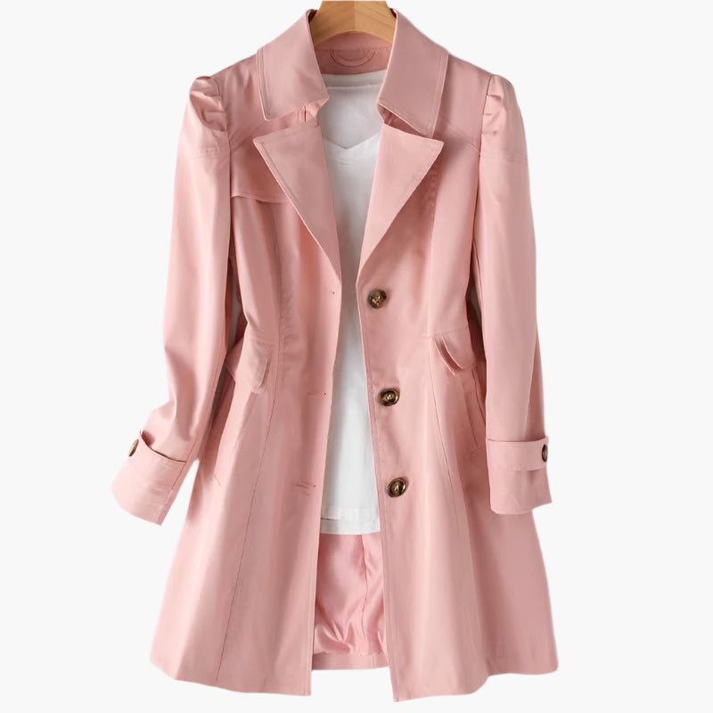 Trench Coat Women's Tailored Fit with Button Closure - Image 4
