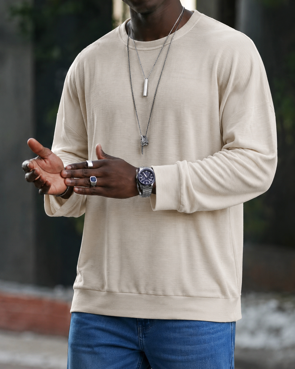 Men's Ribbed Sweater with Classic Fit for Everyday Wear | R&B