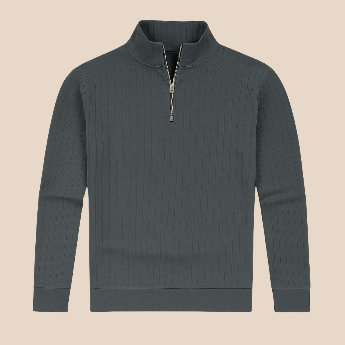 Men's Ribbed Knit Sweater with Half Zip Collar | R&B
