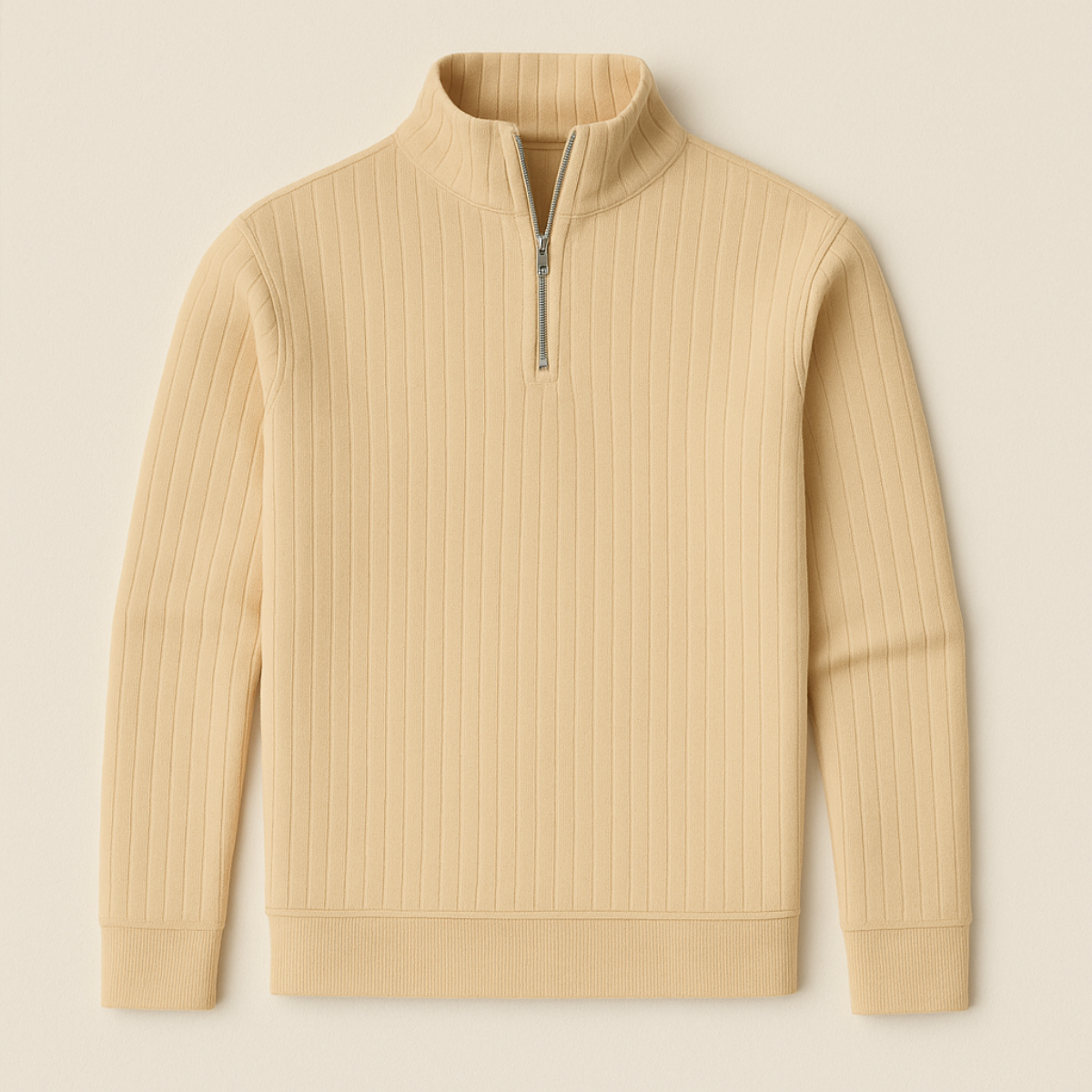 Men's Ribbed Knit Sweater with Half Zip Collar | R&B