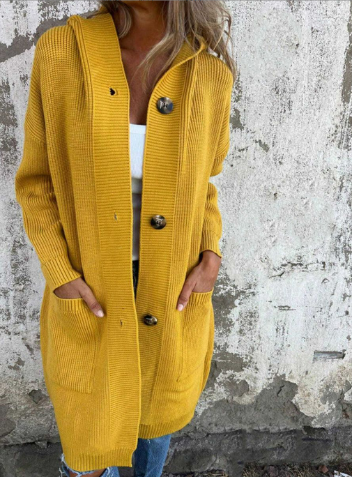 Hooded Jacket Women's Longline with Button Closure - Image 6