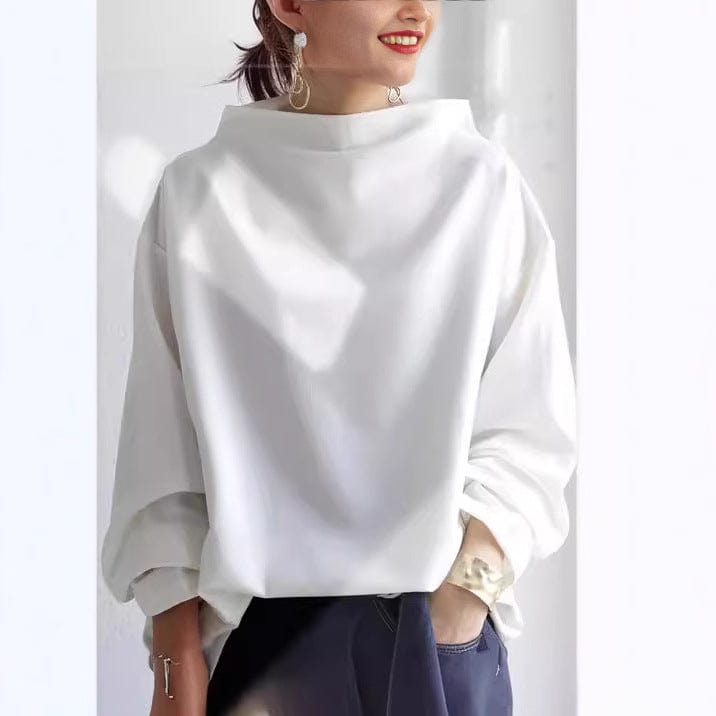 Women's Elegant Fold Collar Sweater with Relaxed Fit | R&B