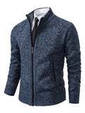 Men's Full Zip Sweater with Stand Collar and Pockets | R&B