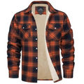 Men's Warm Plaid Shirt Jacket with Button Closure | R&B
