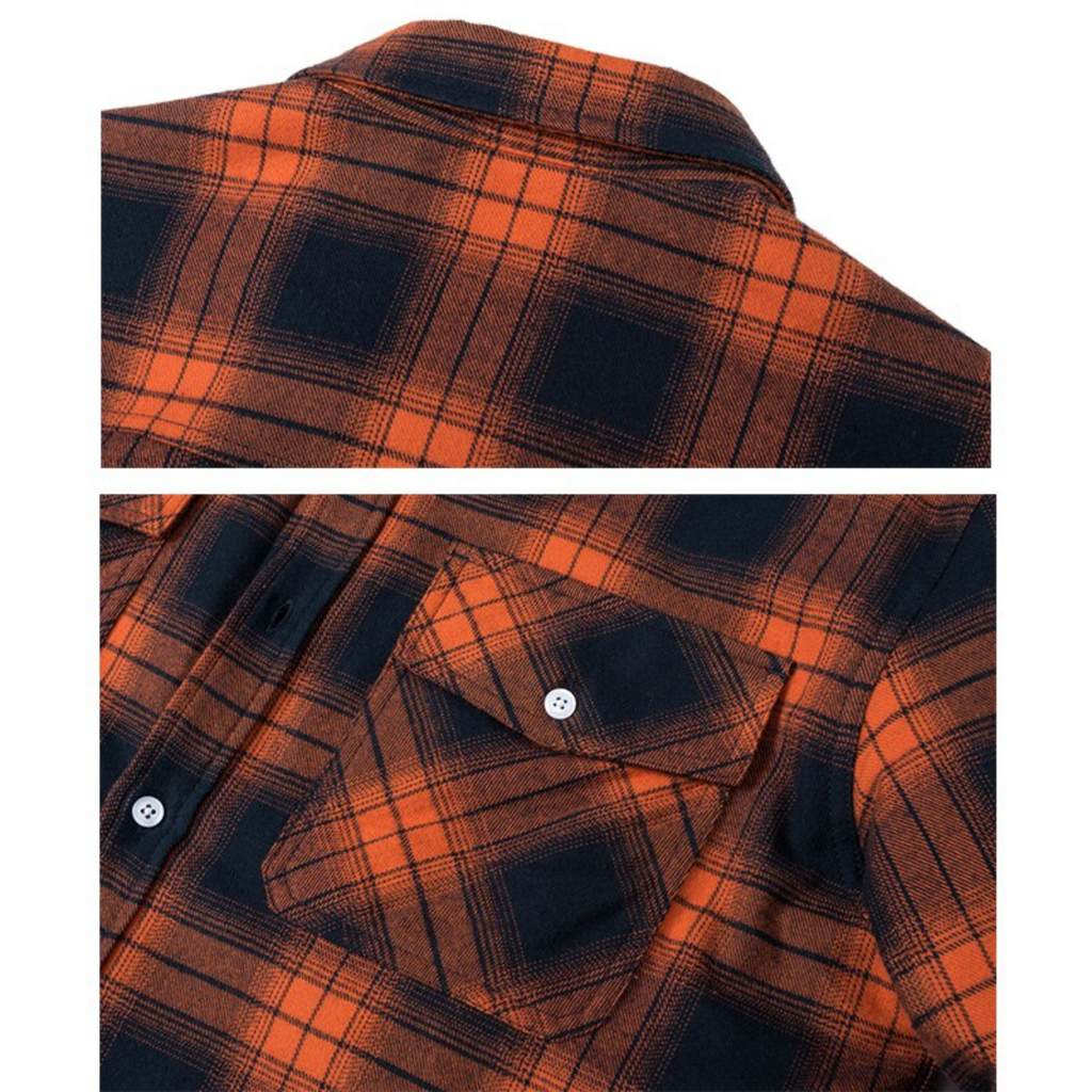 Men's Warm Plaid Shirt Jacket with Button Closure | R&B