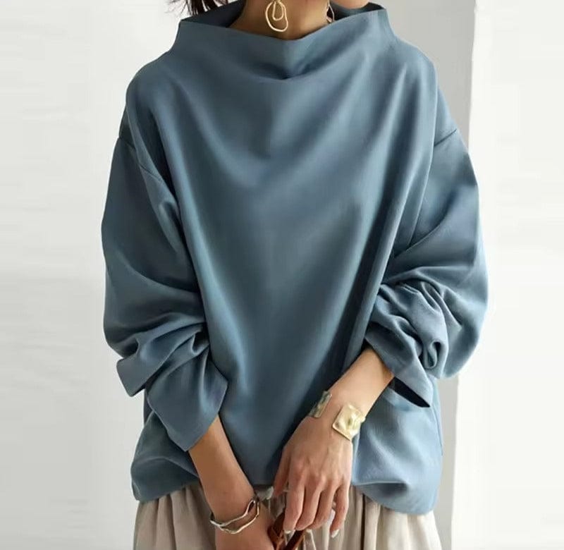 Women's Elegant Fold Collar Sweater with Relaxed Fit | R&B