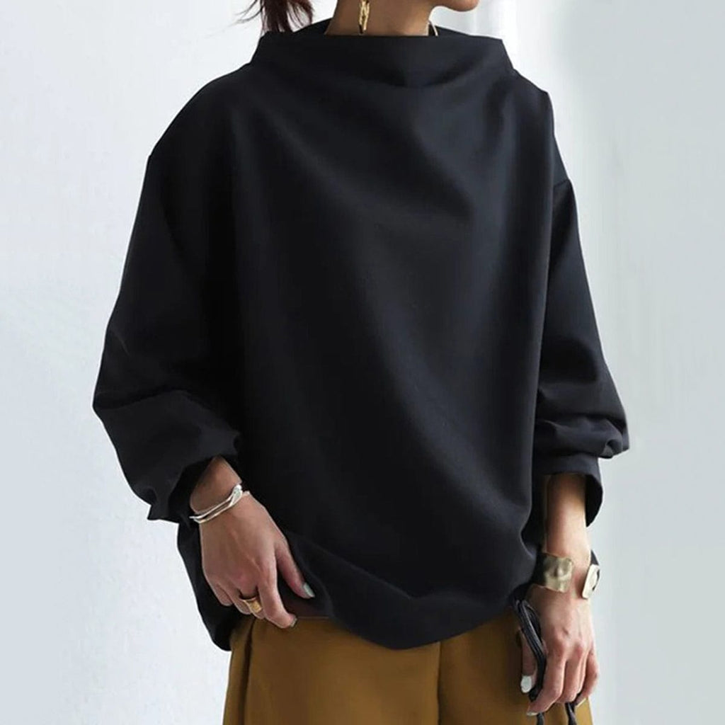 Women's Elegant Fold Collar Sweater with Relaxed Fit | R&B