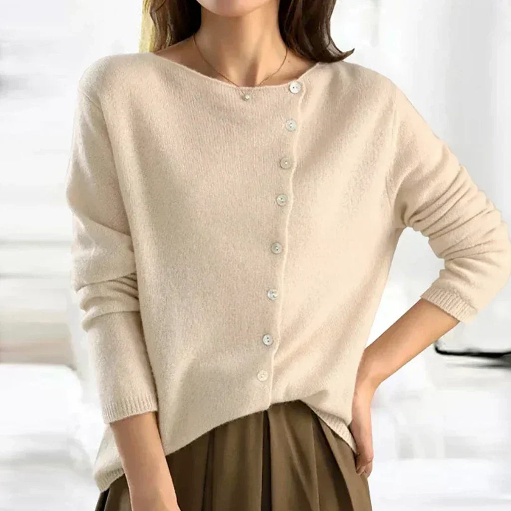 Women's Button-Up Sweater with V-Neck and Soft Texture - Image 4