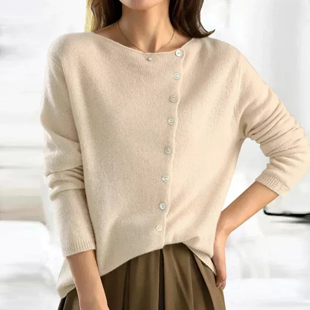 Women's Button-Up Sweater with V-Neck and Soft Texture - Image 4