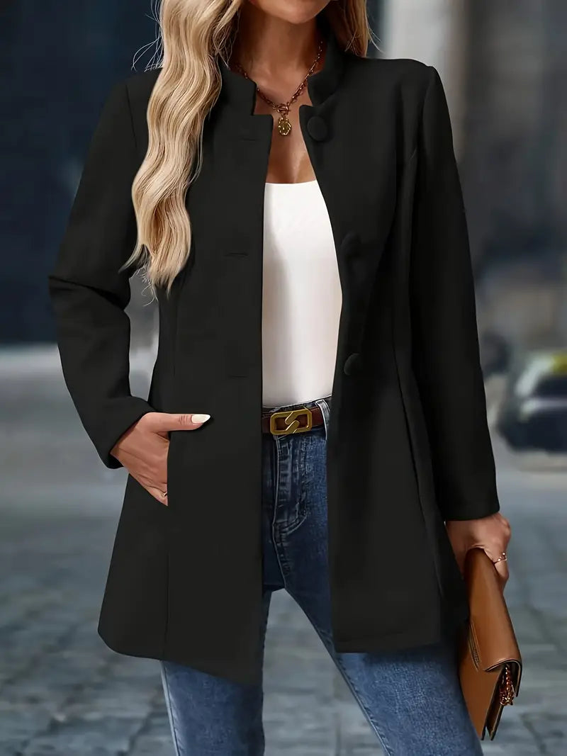Women's Tailored Jacket with Button Closure - Image 7
