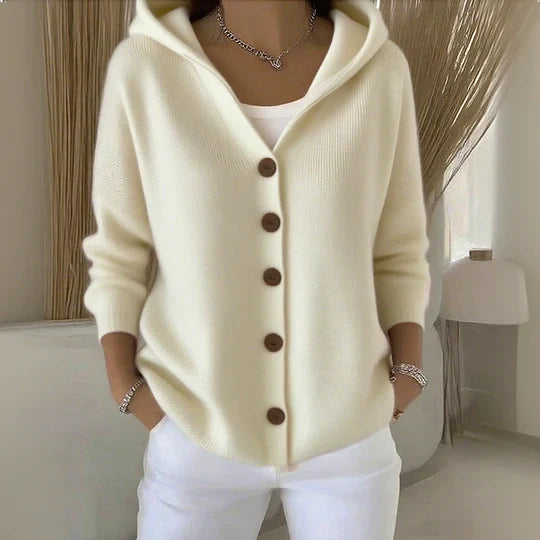 Hooded Jacket Women's Soft Button-Up with Relaxed Fit - Image 3