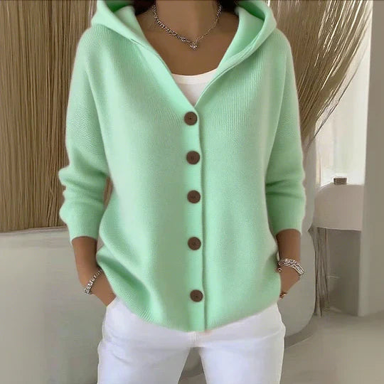 Hooded Jacket Women's Soft Button-Up with Relaxed Fit - Image 4