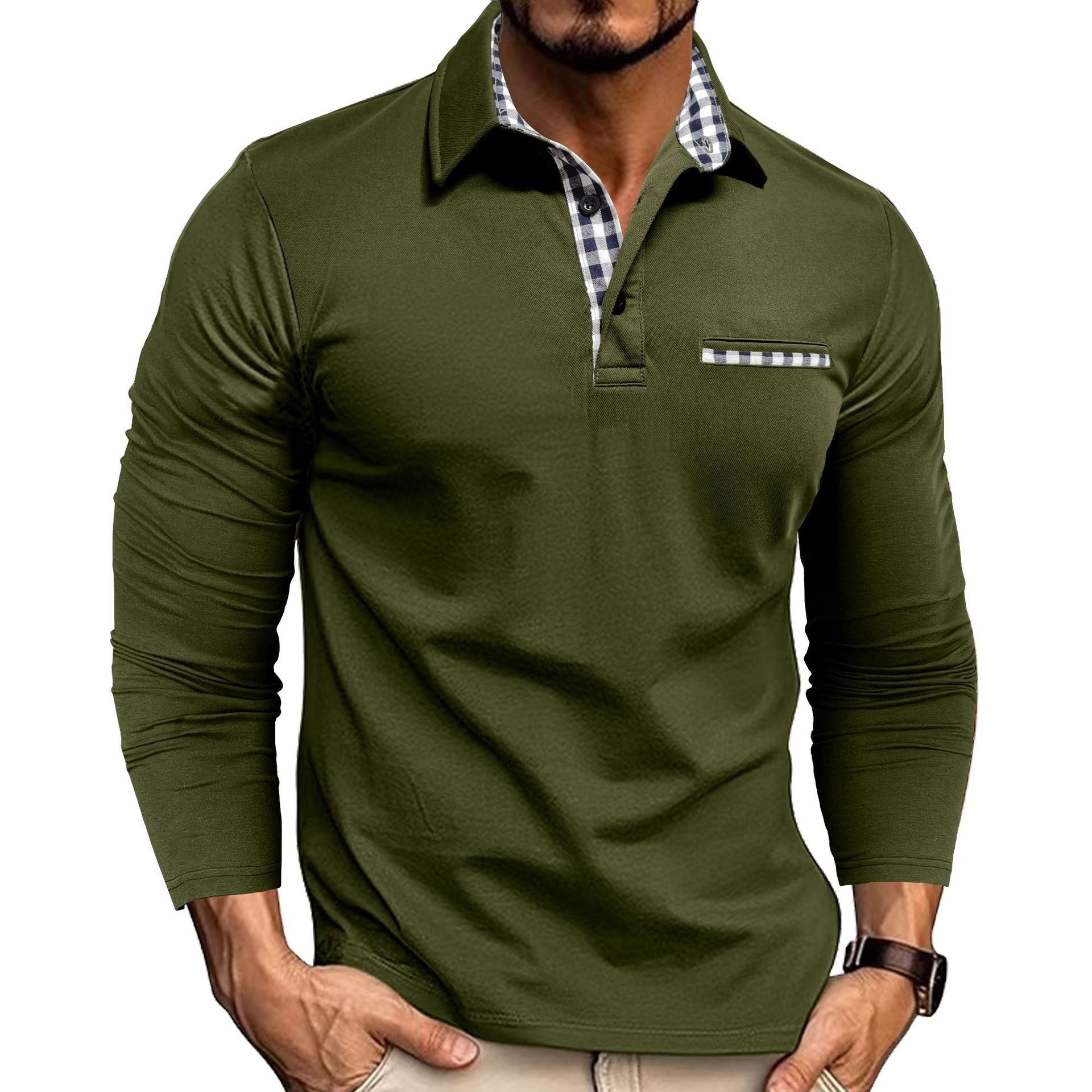 Men's V Neck Sweater with Shirt Collar | R&B