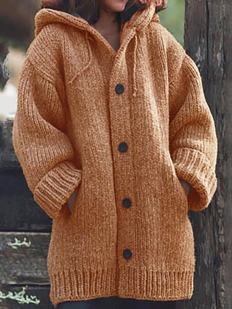 Jacket Women's Oversized Hooded with Button Front - Image 6