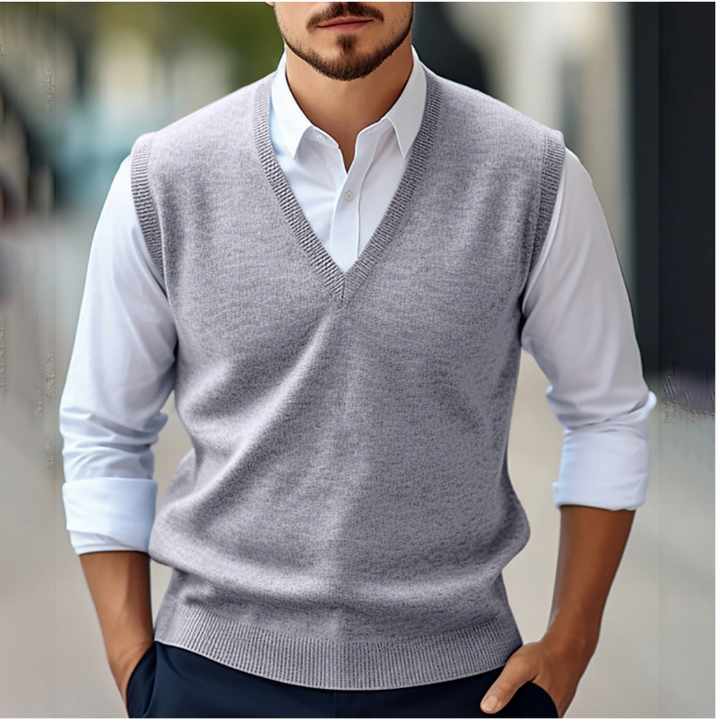 Men's Classic V Neck Sweater Vest for Smart Casual Style | R&B