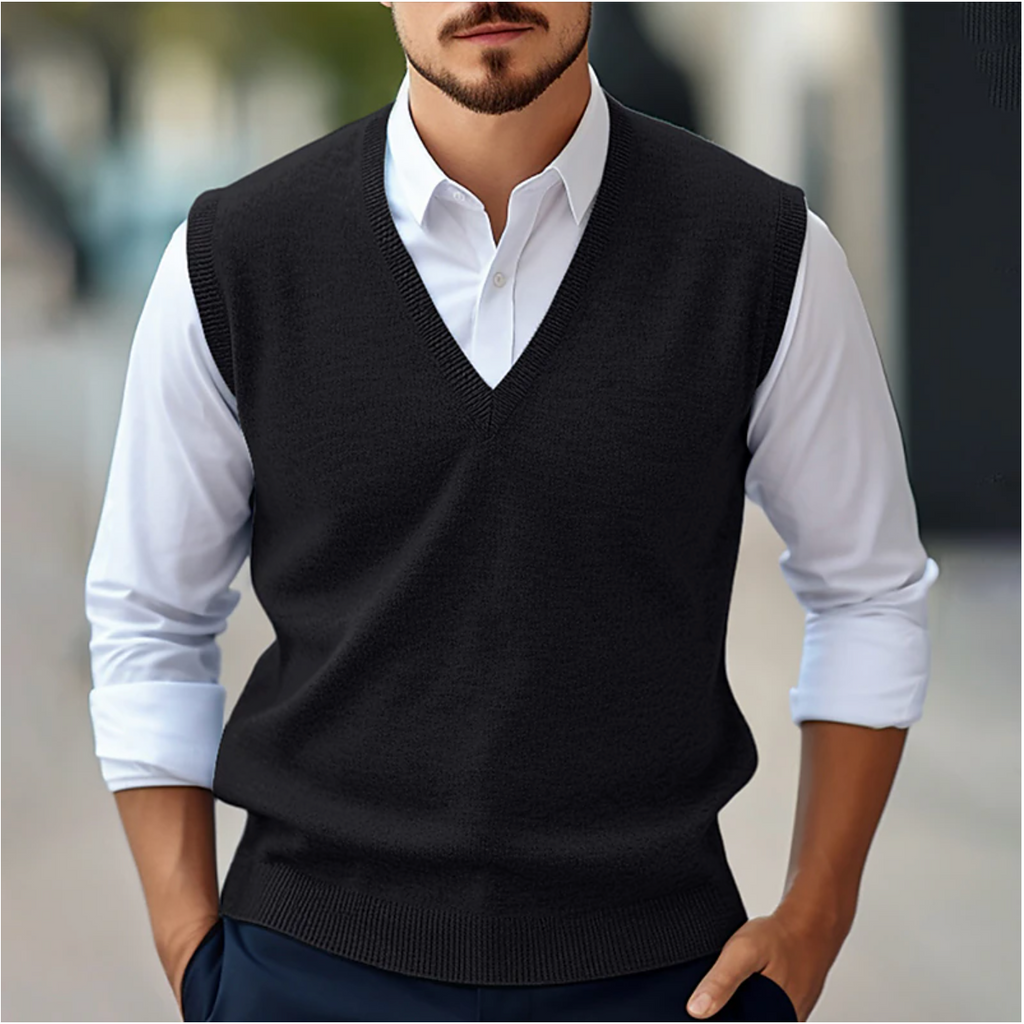 Men's Classic V Neck Sweater Vest for Smart Casual Style | R&B