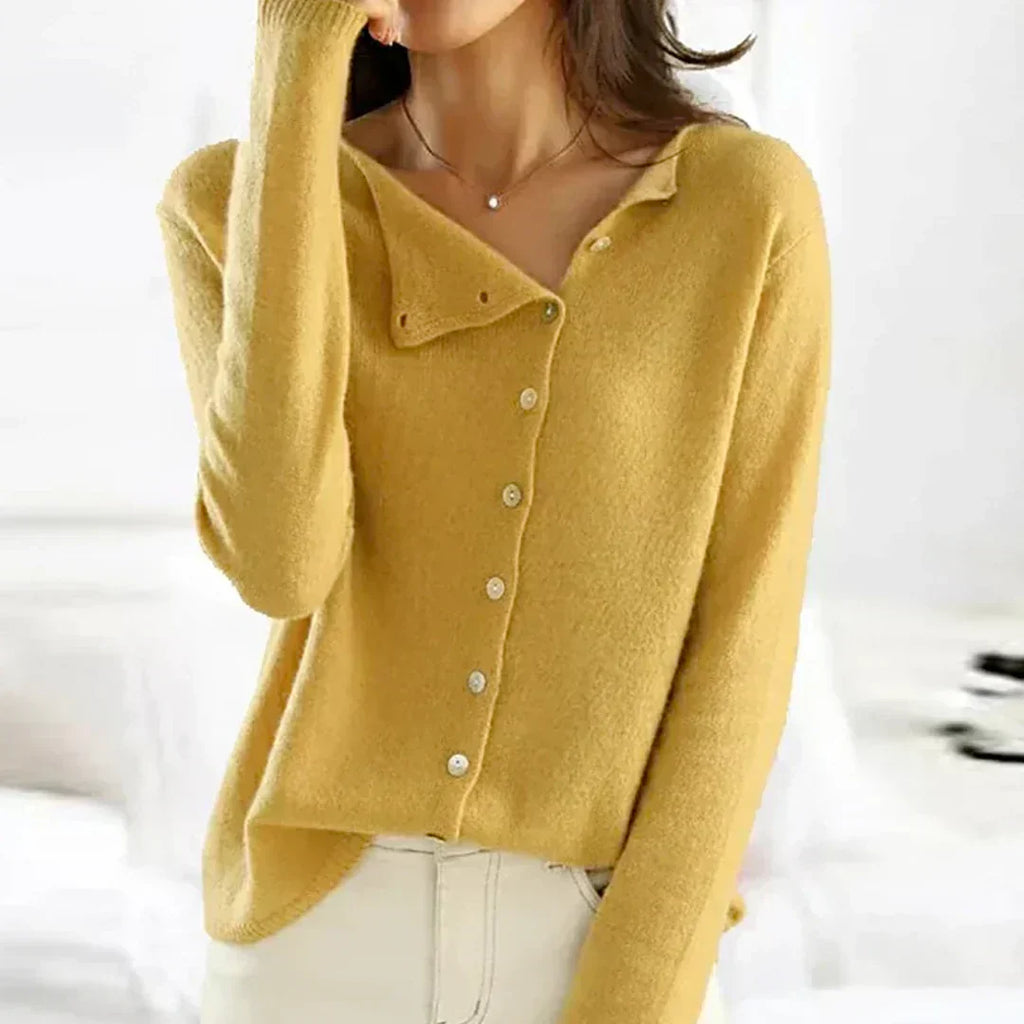 Women's Button-Up Sweater with V-Neck and Soft Texture - Image 5