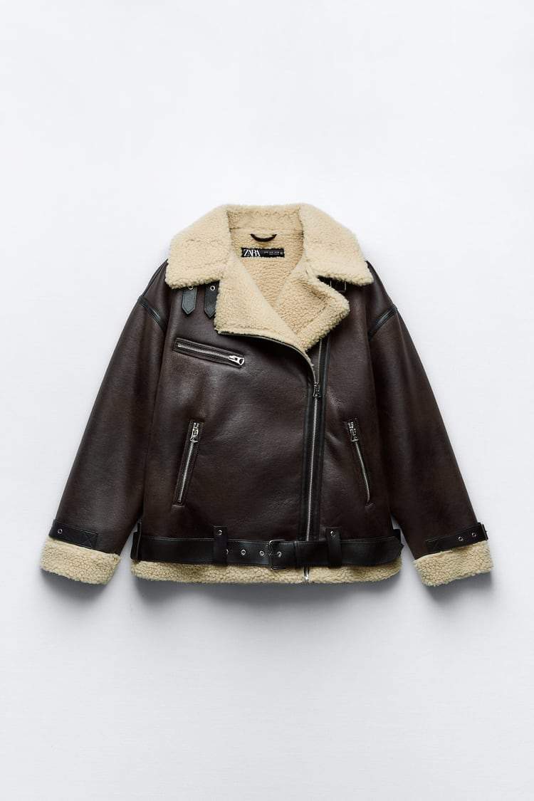 Shearling Jacket Women's with Zip Closure and Relaxed Fit - Image 4