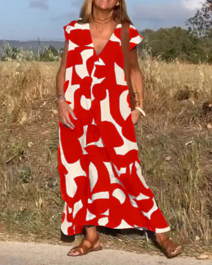 Florence – Women’s Summer V-Neck Midi Dress