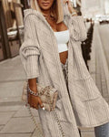 Longline Jacket Women's Hooded Quilted Design with Pockets - Image 1