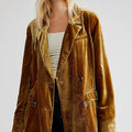 Double-Breasted Women's Jacket with Velvet Texture - Image 3