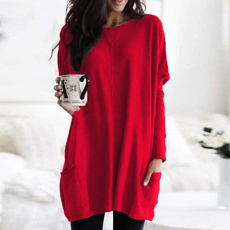 Oversized Women's Jacket with Pockets and Round Neckline - Image 3